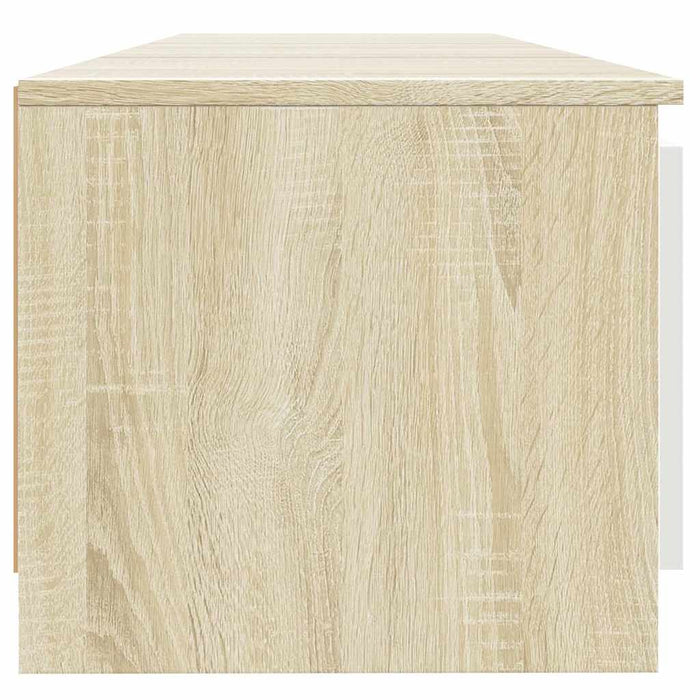 Comodă TV cu lumini LED, alb/stejar sonoma, 140x40x36 cm WALTI