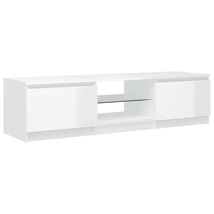 Comodă TV cu lumini LED, alb extralucios, 140x40x36 cm WALTI