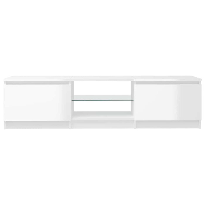 Comodă TV cu lumini LED, alb extralucios, 140x40x36 cm WALTI