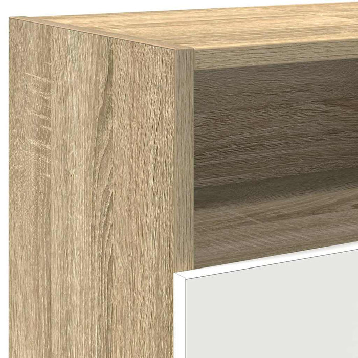 Comodă TV cu lumini LED, alb și stejar sonoma, 120x30x50 cm WALTI
