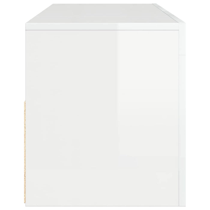 Comodă TV cu lumini LED, alb extralucios, 120x35x40 cm WALTI