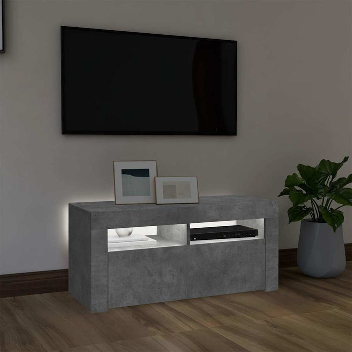 Comodă TV cu lumini LED, gri beton, 90x35x40 cm - WALTI WALTI