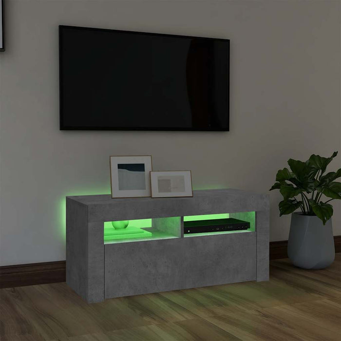 Comodă TV cu lumini LED, gri beton, 90x35x40 cm - WALTI WALTI
