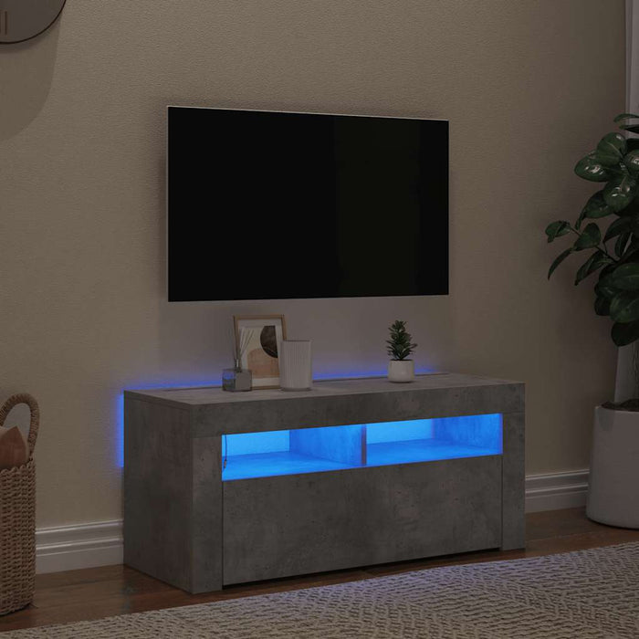 Comodă TV cu lumini LED, gri beton, 90x35x40 cm - WALTI WALTI