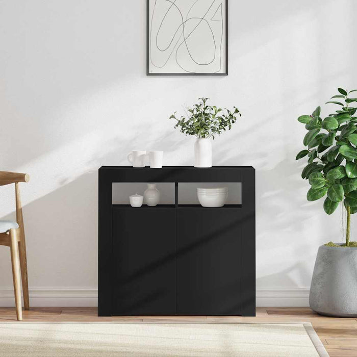 Servantă cu lumini LED, negru, 80x35x75 cm - WALTI WALTI