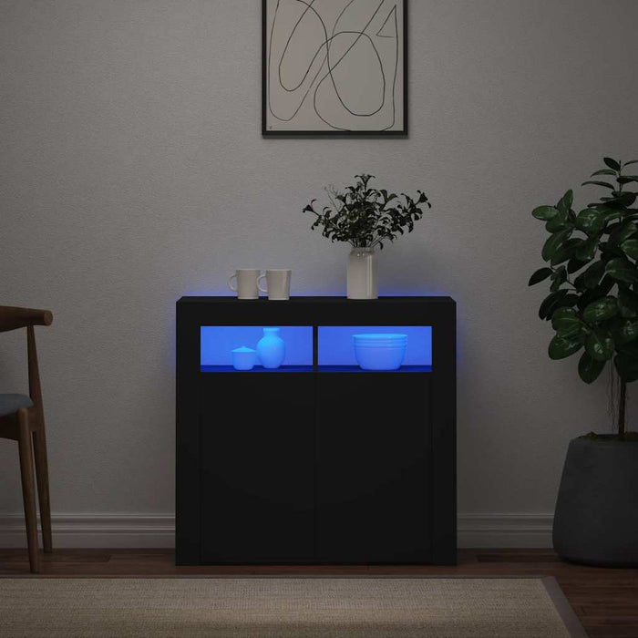 Servantă cu lumini LED, negru, 80x35x75 cm - WALTI WALTI