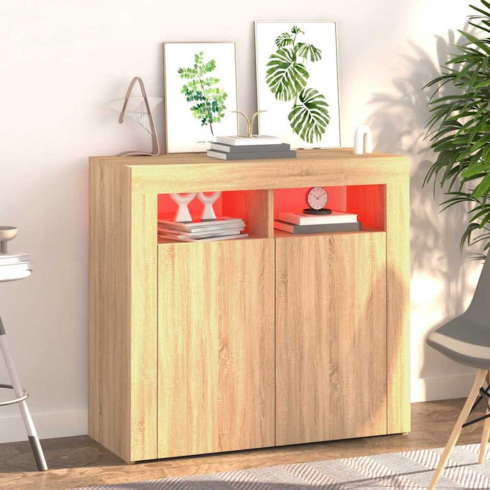 Servantă cu lumini LED, stejar sonoma, 80x35x75 cm - WALTI WALTI