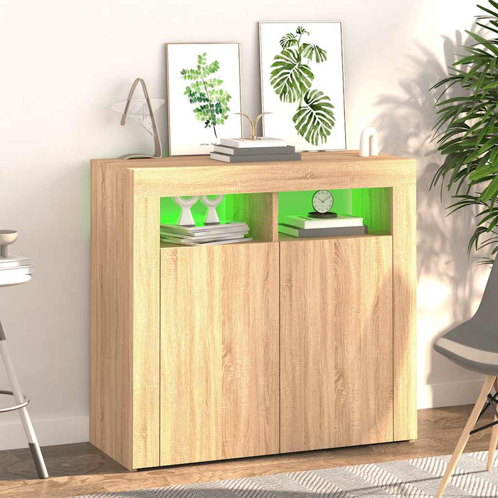Servantă cu lumini LED, stejar sonoma, 80x35x75 cm - WALTI WALTI
