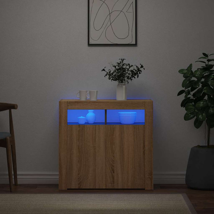 Servantă cu lumini LED, stejar sonoma, 80x35x75 cm - WALTI WALTI