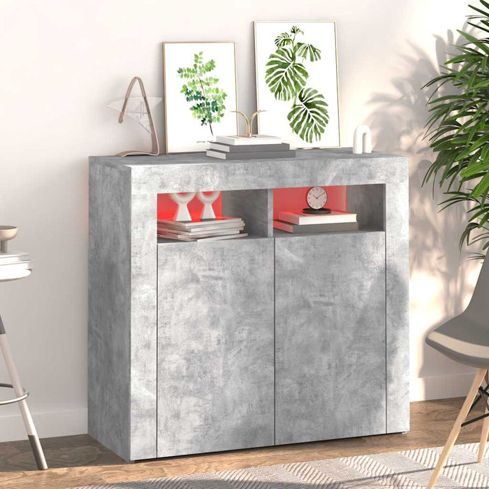Servantă cu lumini LED, gri beton, 80x35x75 cm - WALTI WALTI