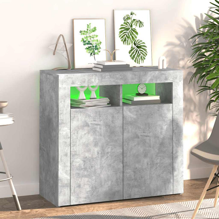 Servantă cu lumini LED, gri beton, 80x35x75 cm - WALTI WALTI