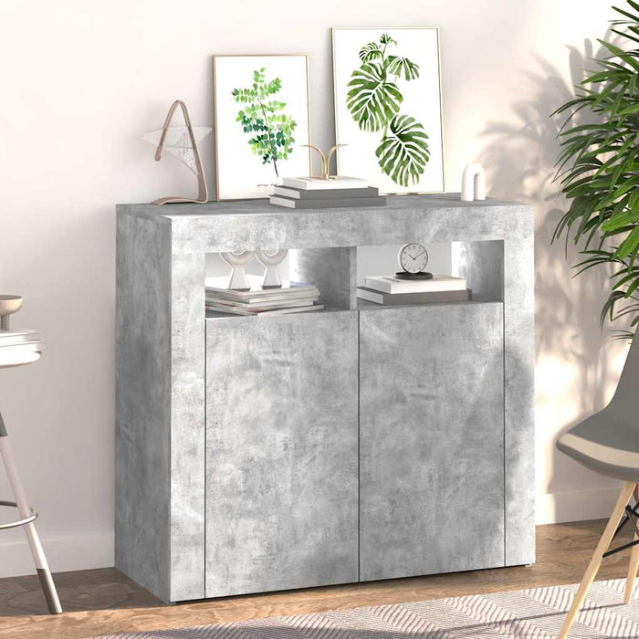 Servantă cu lumini LED, gri beton, 80x35x75 cm - WALTI WALTI