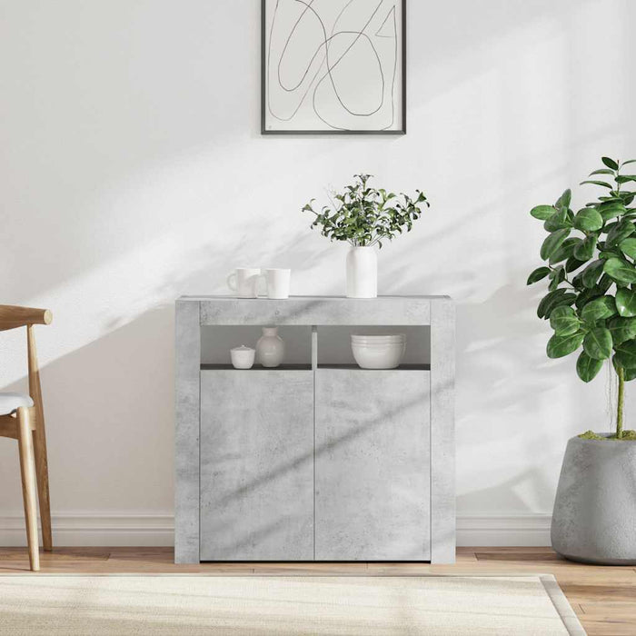 Servantă cu lumini LED, gri beton, 80x35x75 cm - WALTI WALTI