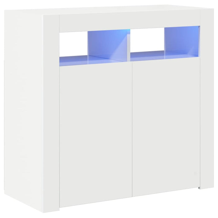 Servantă cu lumini LED, alb extralucios, 80x35x75 cm WALTI