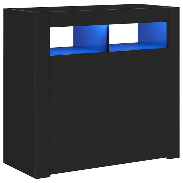 Servantă cu lumini LED, negru extralucios, 80x35x75 cm WALTI