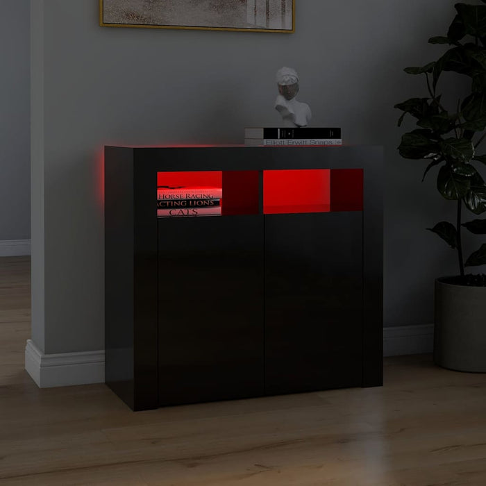Servantă cu lumini LED, negru extralucios, 80x35x75 cm WALTI