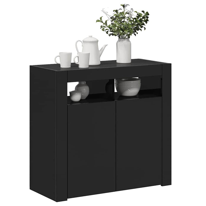 Servantă cu lumini LED, negru extralucios, 80x35x75 cm WALTI