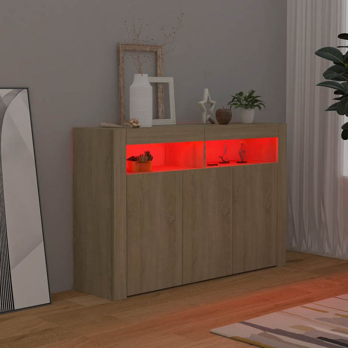 Servantă cu lumini LED, stejar Sonoma, 115,5x30x75 cm - WALTI WALTI