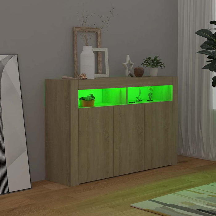 Servantă cu lumini LED, stejar Sonoma, 115,5x30x75 cm - WALTI WALTI