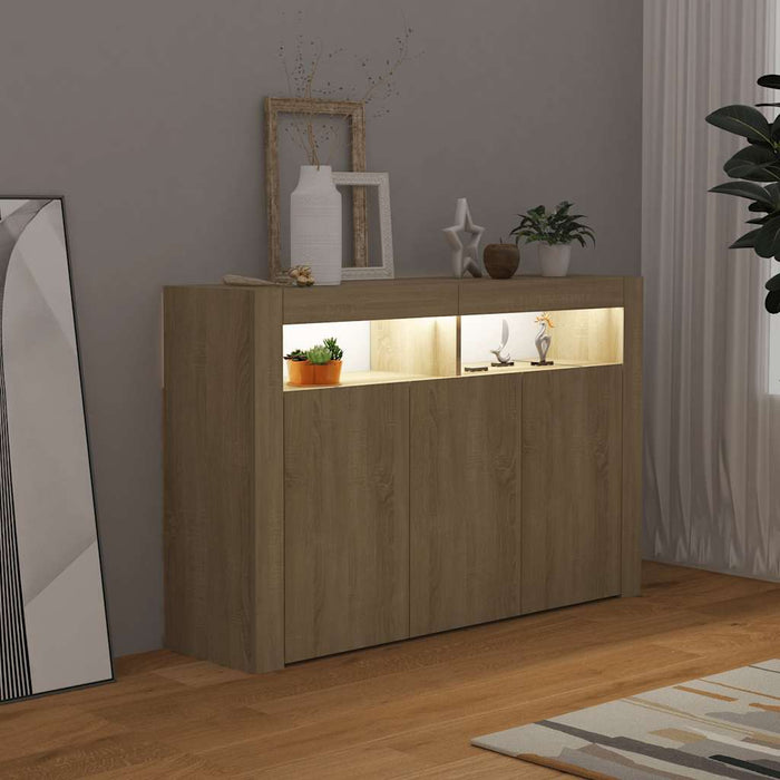Servantă cu lumini LED, stejar Sonoma, 115,5x30x75 cm - WALTI WALTI