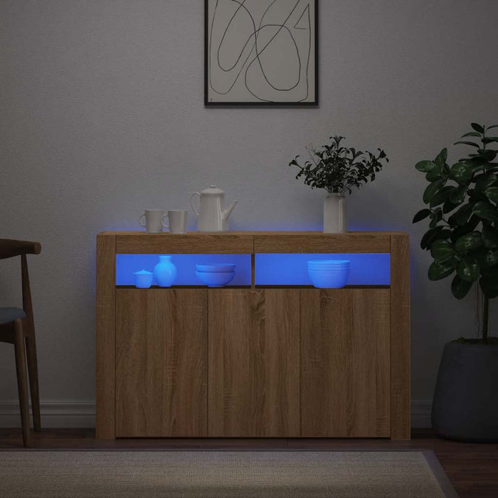 Servantă cu lumini LED, stejar Sonoma, 115,5x30x75 cm - WALTI WALTI