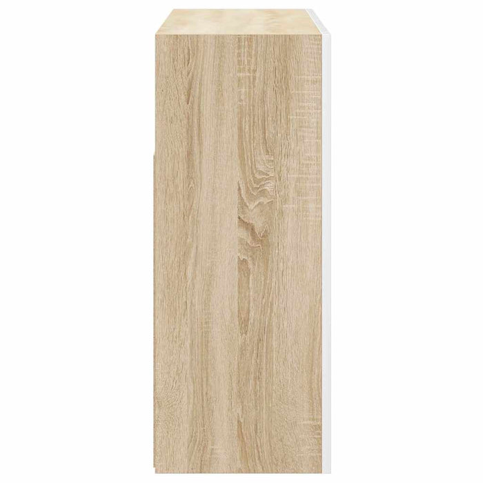 Servantă cu lumini LED, alb și stejar sonoma, 115,5x30x75 cm WALTI