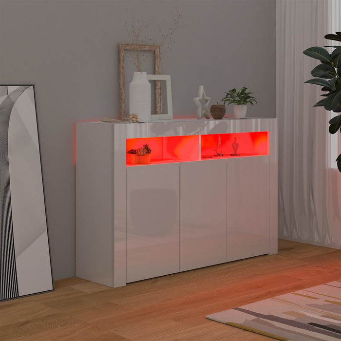 Servantă cu lumini LED, alb extra lucios,115,5x30x75 cm WALTI