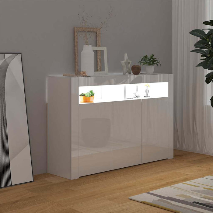 Servantă cu lumini LED, alb extra lucios,115,5x30x75 cm WALTI