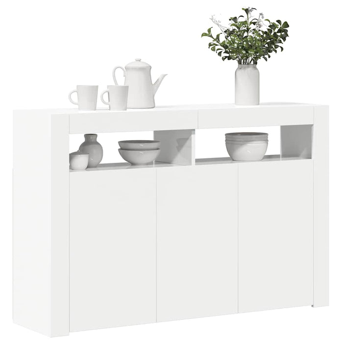 Servantă cu lumini LED, alb extra lucios,115,5x30x75 cm WALTI