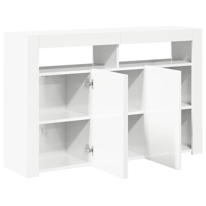 Servantă cu lumini LED, alb extra lucios,115,5x30x75 cm WALTI