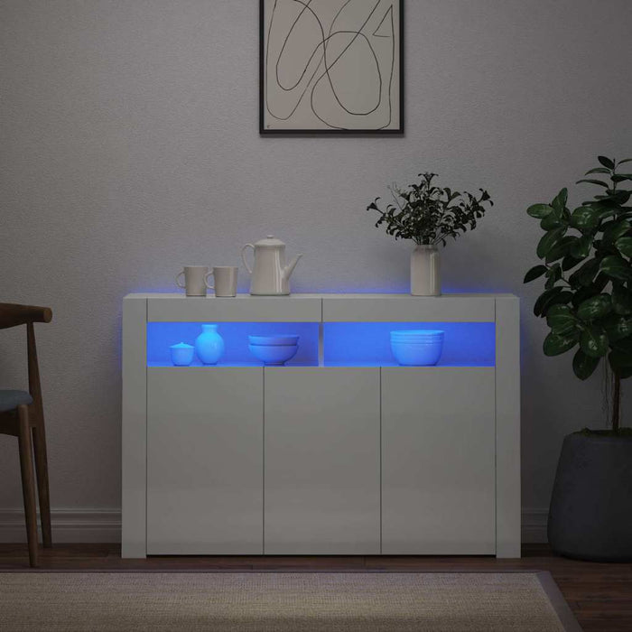 Servantă cu lumini LED, alb extra lucios,115,5x30x75 cm WALTI