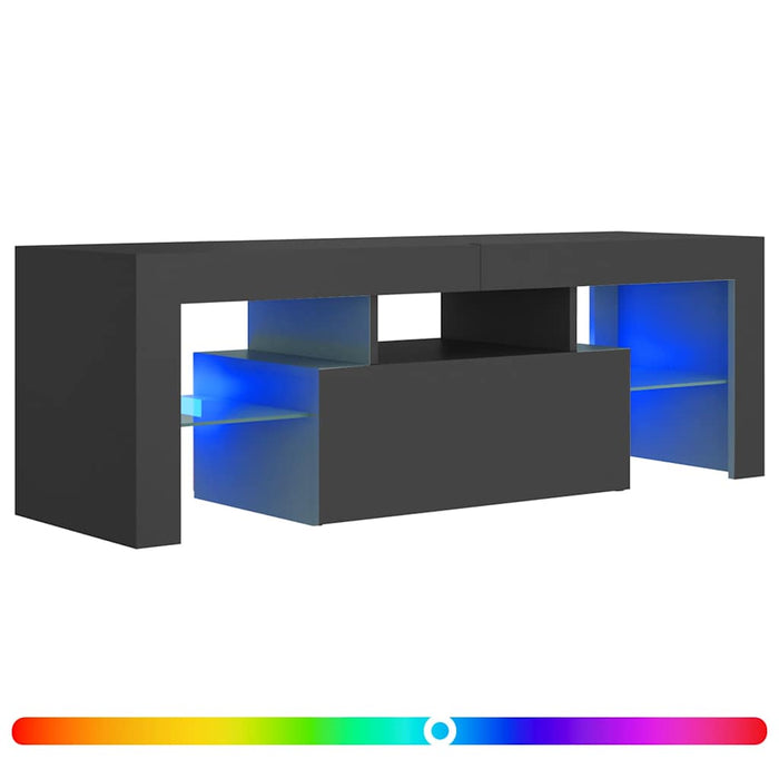 Comodă TV cu lumini LED, gri, 120x35x40 cm WALTI