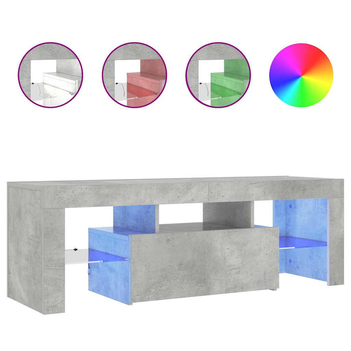 Comodă TV cu lumini LED, gri beton, 120x35x40 cm - WALTI WALTI