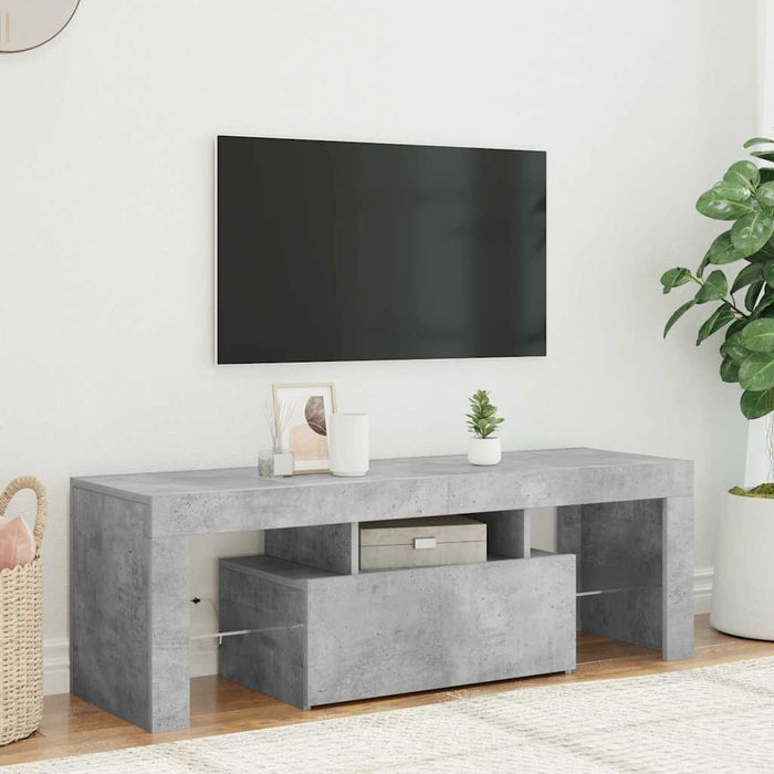 Comodă TV cu lumini LED, gri beton, 120x35x40 cm - WALTI WALTI