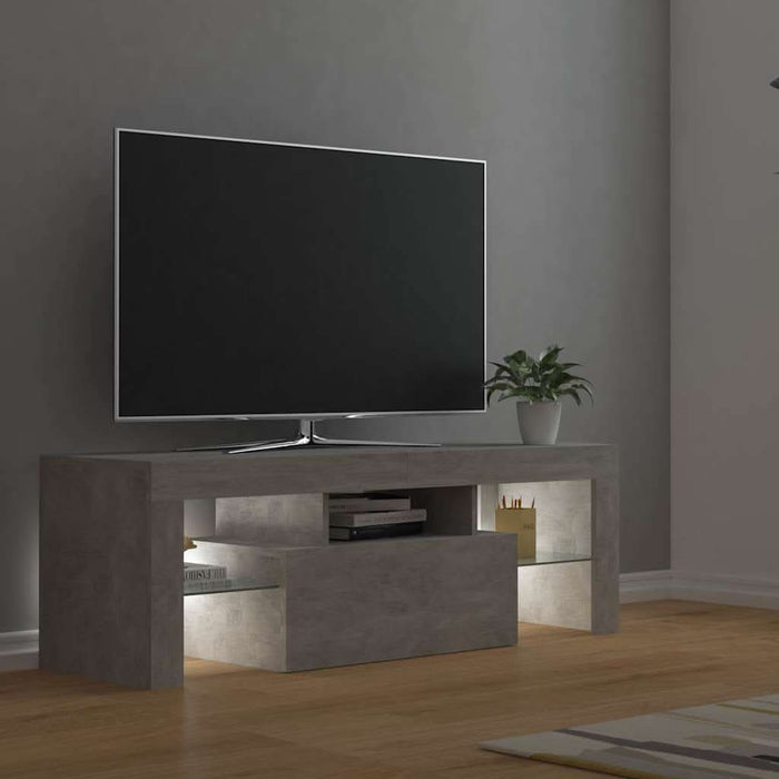 Comodă TV cu lumini LED, gri beton, 120x35x40 cm - WALTI WALTI