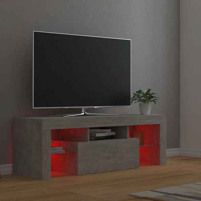 Comodă TV cu lumini LED, gri beton, 120x35x40 cm - WALTI WALTI