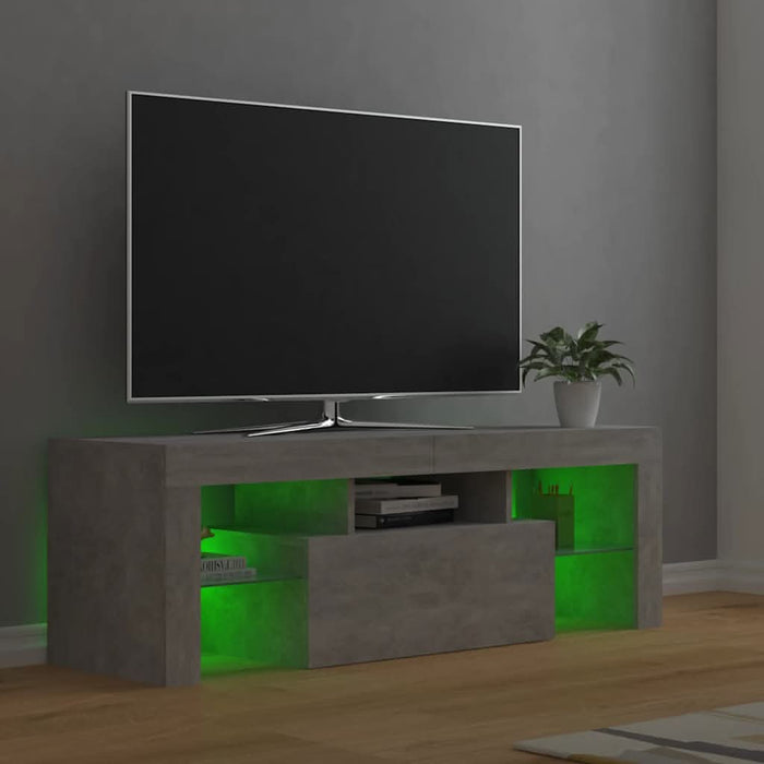 Comodă TV cu lumini LED, gri beton, 120x35x40 cm - WALTI WALTI