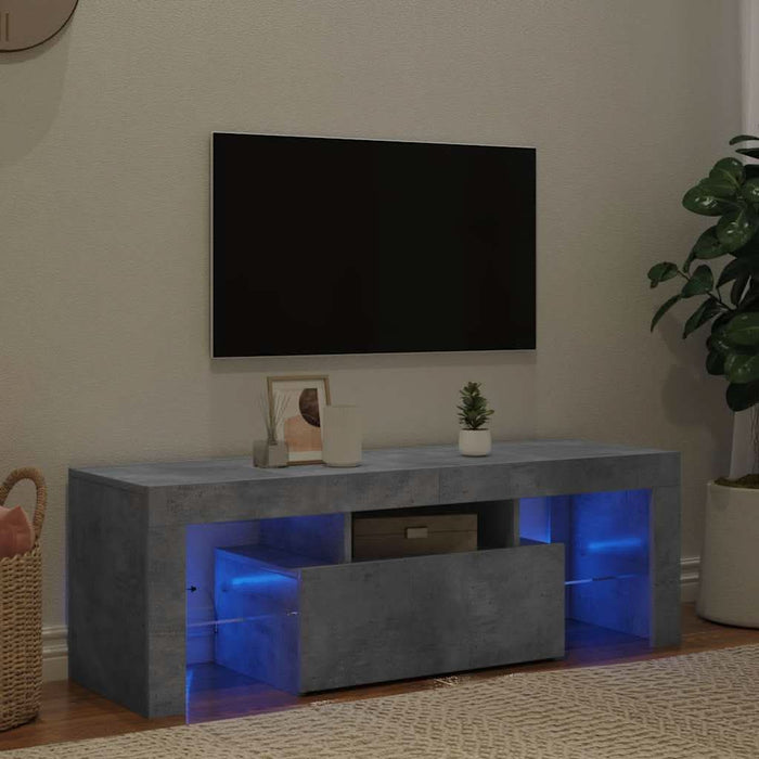 Comodă TV cu lumini LED, gri beton, 120x35x40 cm - WALTI WALTI