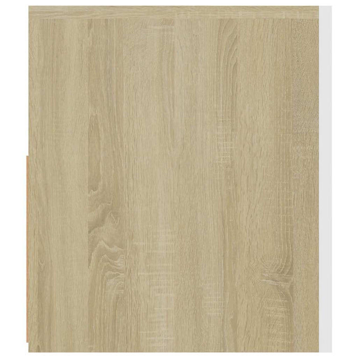Comodă TV cu lumini LED, alb și stejar Sonoma, 120x35x40 cm WALTI