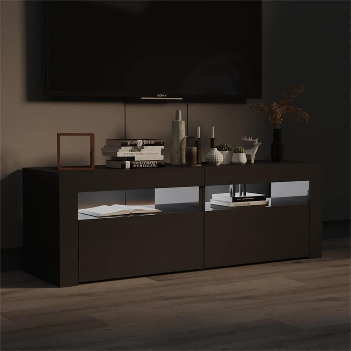 Comodă TV cu lumini LED, gri extralucios, 120x35x40 cm WALTI