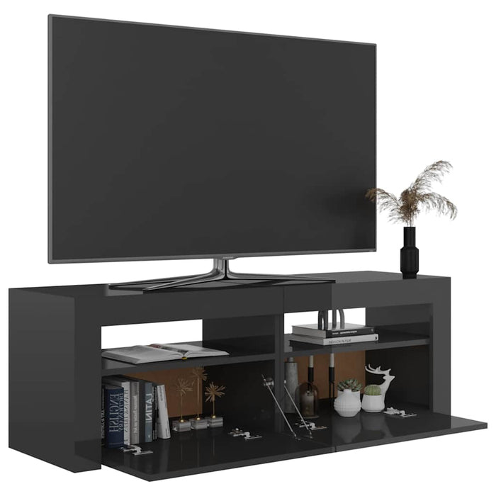 Comodă TV cu lumini LED, gri extralucios, 120x35x40 cm WALTI