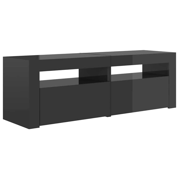 Comodă TV cu lumini LED, gri extralucios, 120x35x40 cm WALTI