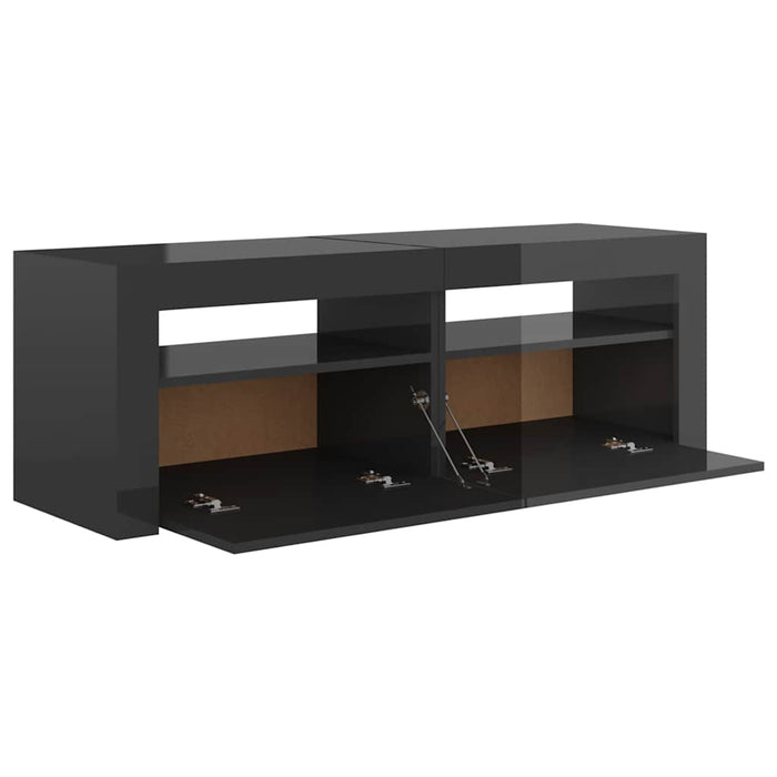Comodă TV cu lumini LED, gri extralucios, 120x35x40 cm WALTI