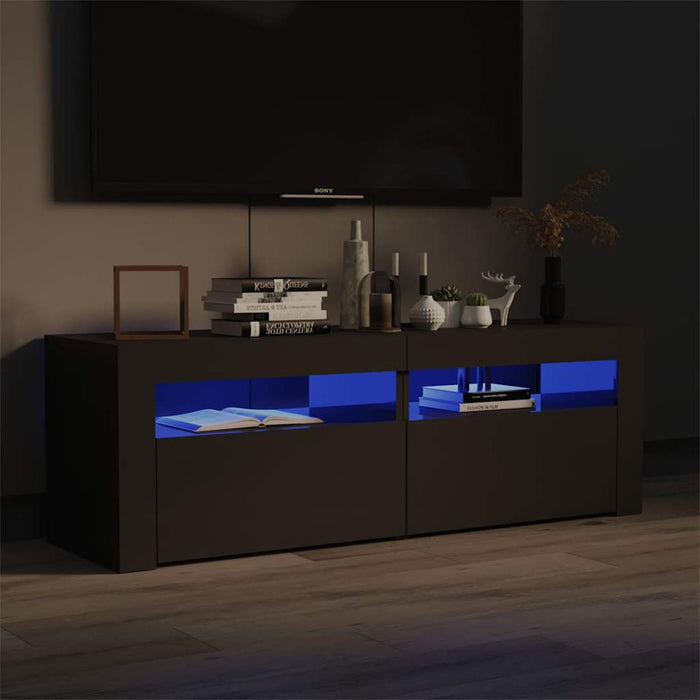 Comodă TV cu lumini LED, gri extralucios, 120x35x40 cm WALTI