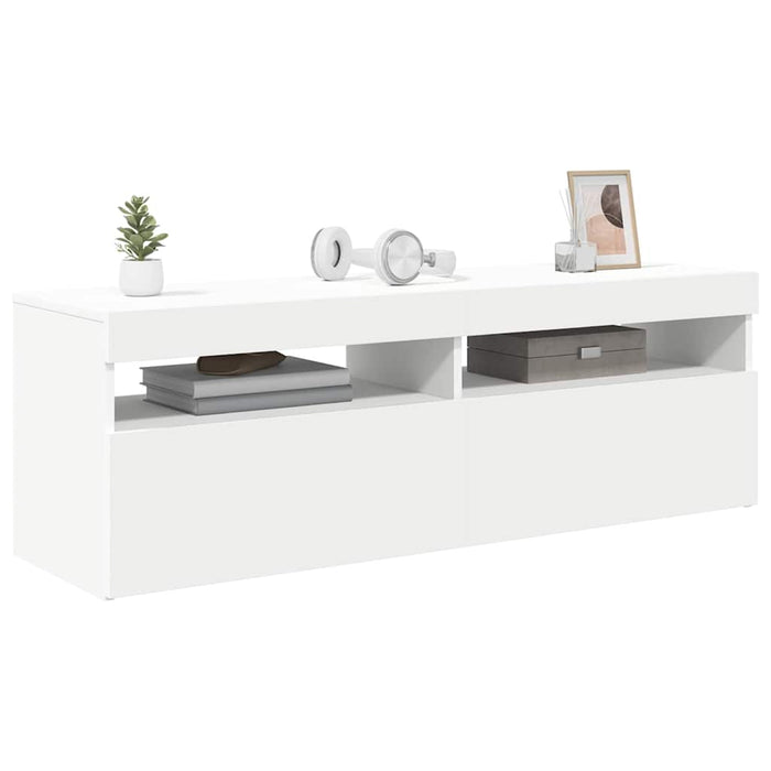 Comodă TV cu lumini LED, alb, 120x35x40 cm - WALTI WALTI