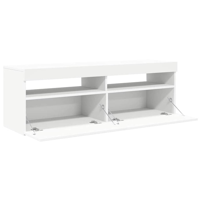 Comodă TV cu lumini LED, alb, 120x35x40 cm - WALTI WALTI