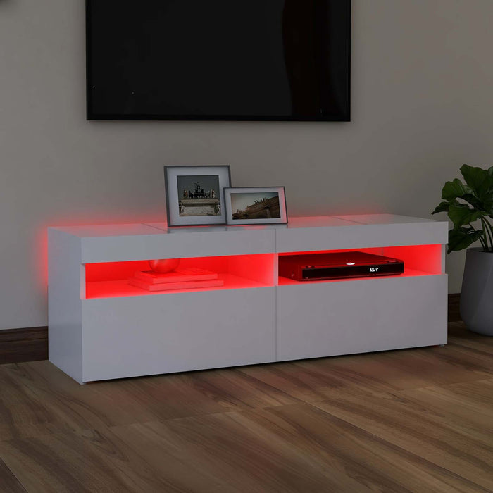 Comodă TV cu lumini LED, alb, 120x35x40 cm - WALTI WALTI
