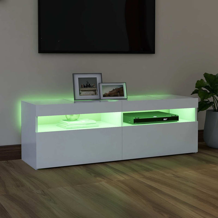 Comodă TV cu lumini LED, alb, 120x35x40 cm - WALTI WALTI
