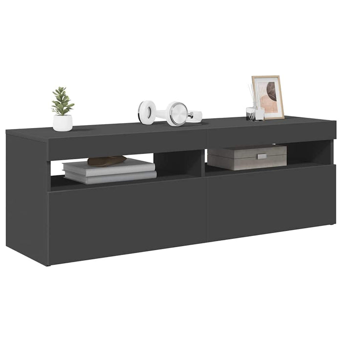 Comodă TV cu lumini LED, gri, 120x35x40 cm WALTI
