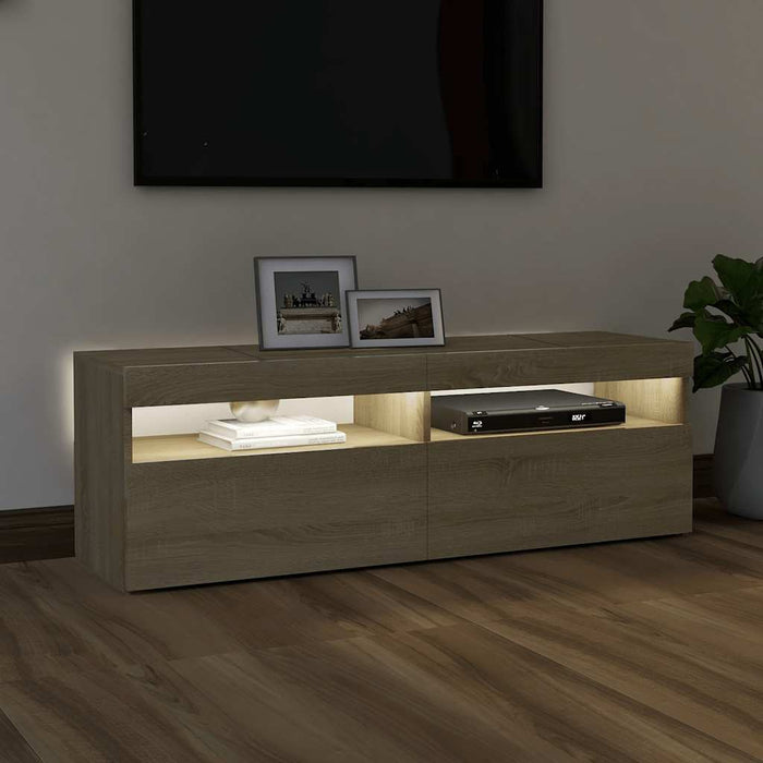 Comodă TV cu lumini LED, stejar Sonoma, 120x35x40 cm - WALTI WALTI
